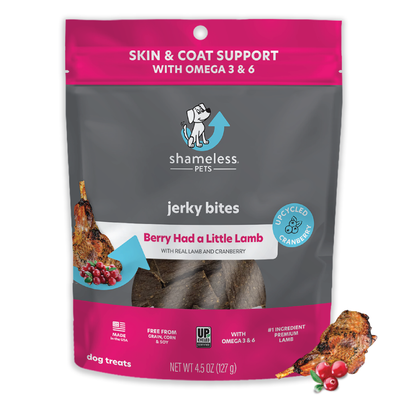 Upcycled Jerky Bites Dog Treats from Shameless Pets