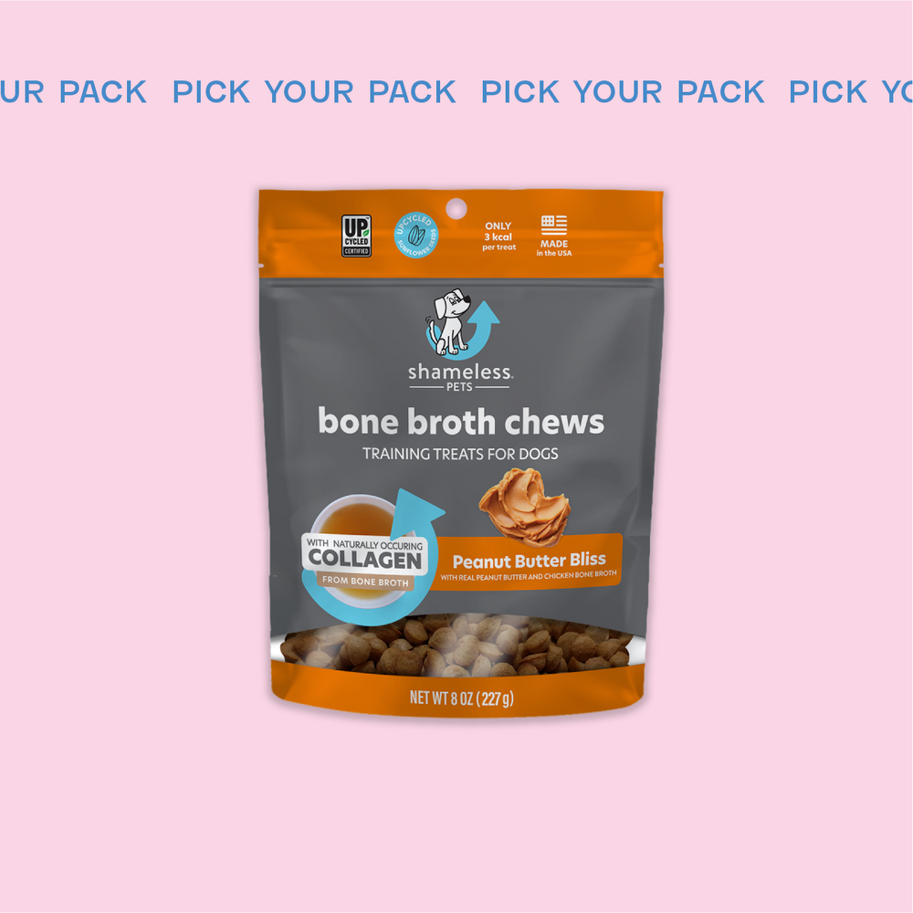 Subscribe and Save Peanut Butter Bliss Bone Broth Chews Dog Treats Shameless Pets