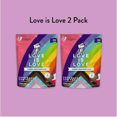 Love is Love Soft Baked Dog Treats. Blueberry, Apple and Yogurt Flavor. All Natural Ingredients. Sustainable Dog Treats 
