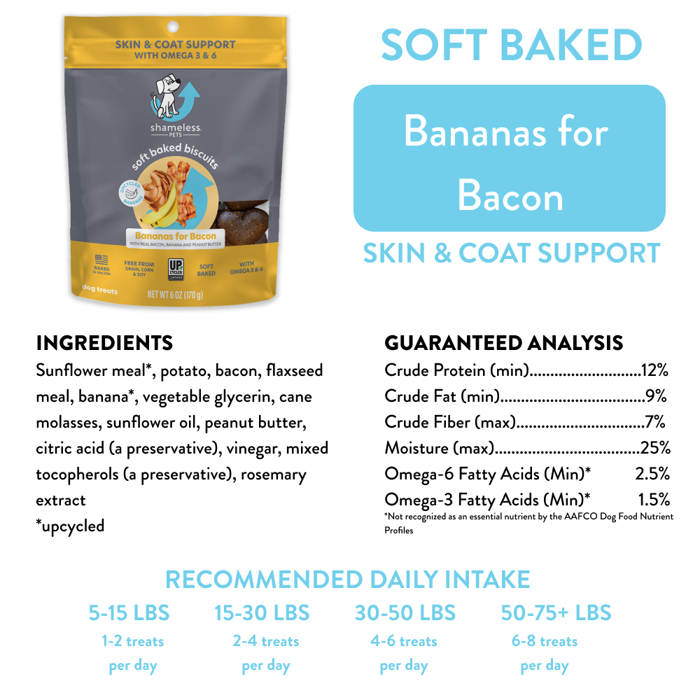 Bananas for Bacon Upcycled Soft Dog Treat Biscuits from Shameless Pets