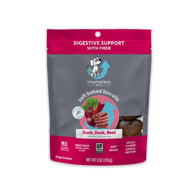 Duck,Duck,Beet Sustainable Soft Baked Dog Treats Biscuits bag 